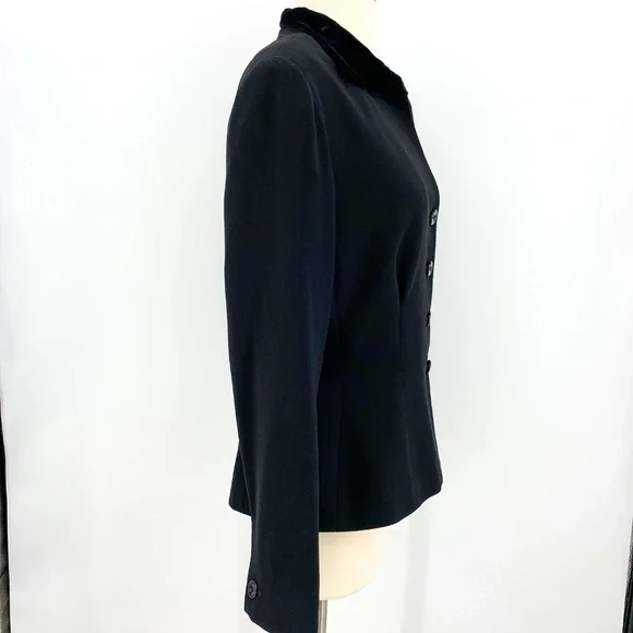 Tahari Black Blazer w/ Black Velvet Collar - Picture 2 of 7